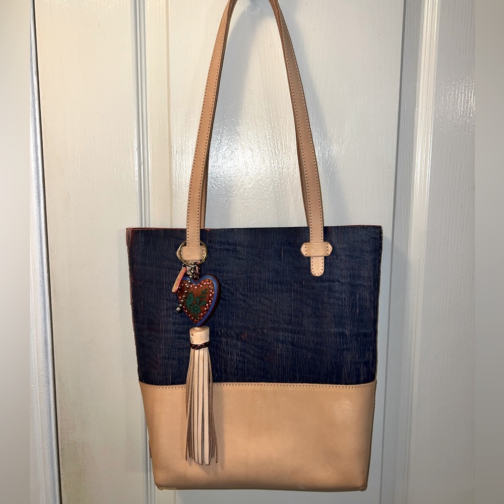 Consuela - everyday blue red leather tote